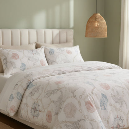 King Duvet Cover Set - 100% Cotton - Seashell Print