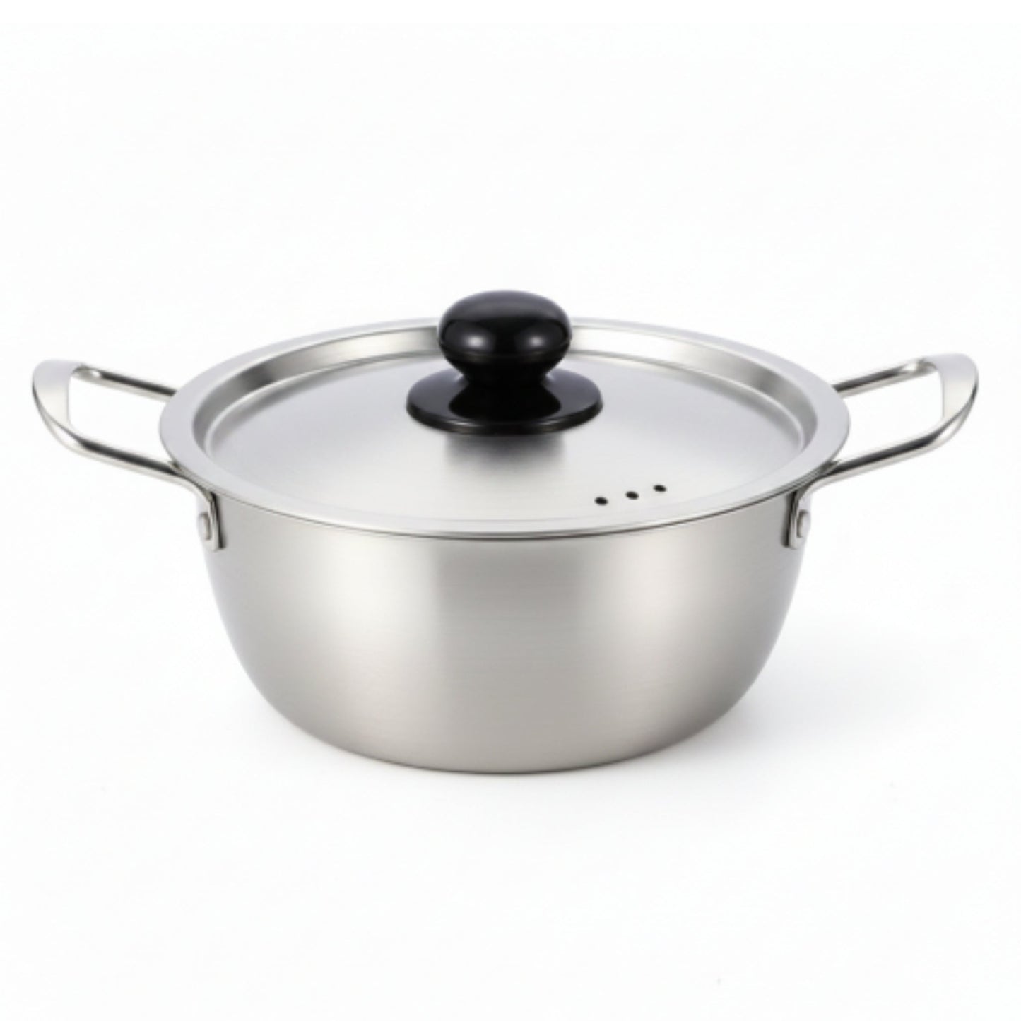 Korean Noodle Pot Set Silver On White Background