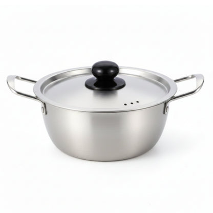 Korean Noodle Pot Set Silver On White Background
