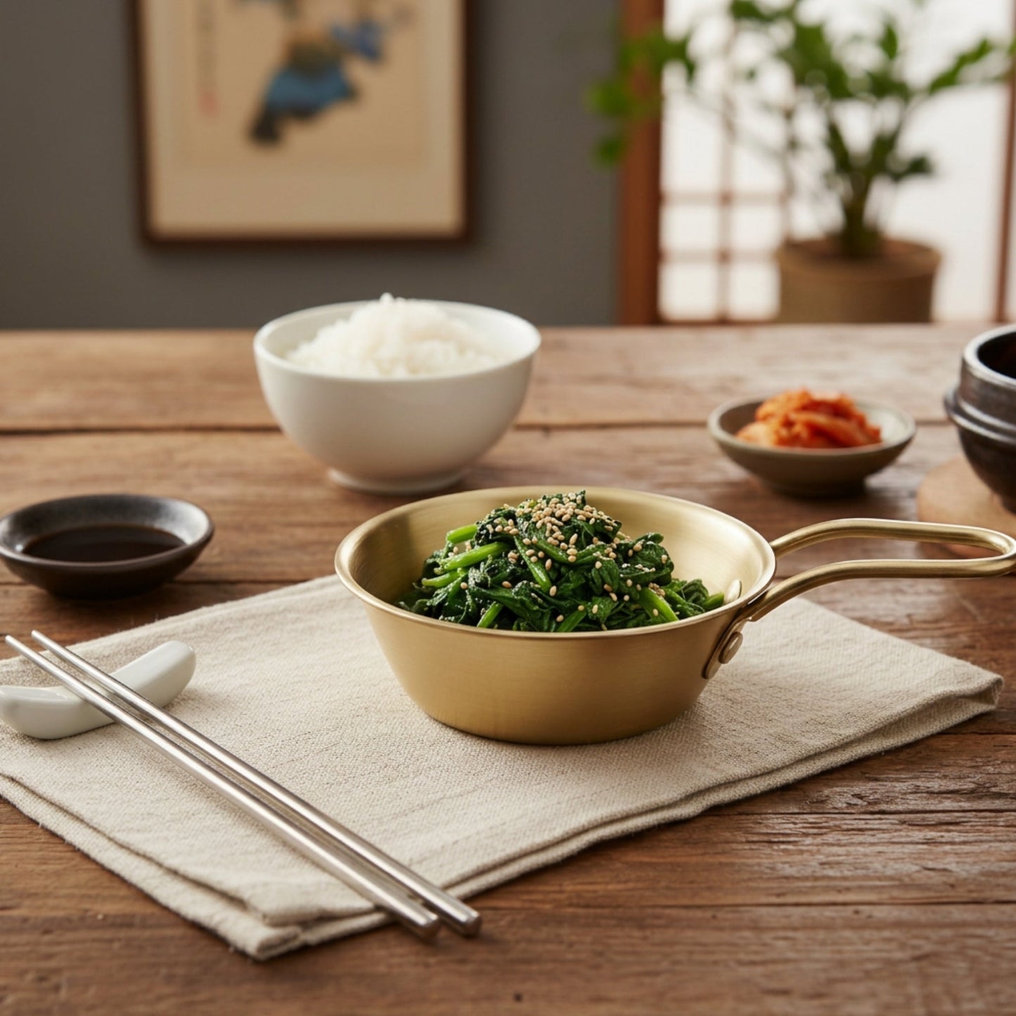 Korean Stainless Steel Serving Bowl - Gold
