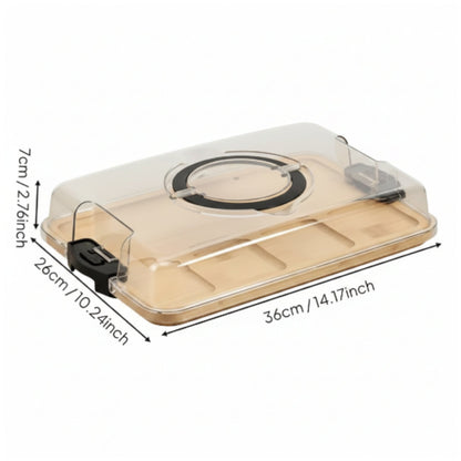Large 5 Compartment Clip Top Bamboo & Acrylic Snack Box With Black Handles
