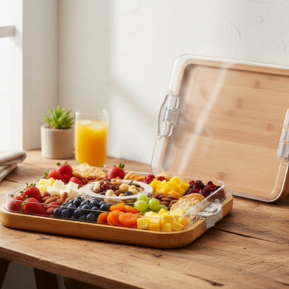 Large Clip Top Bamboo & Acrylic Snack Box - Plain