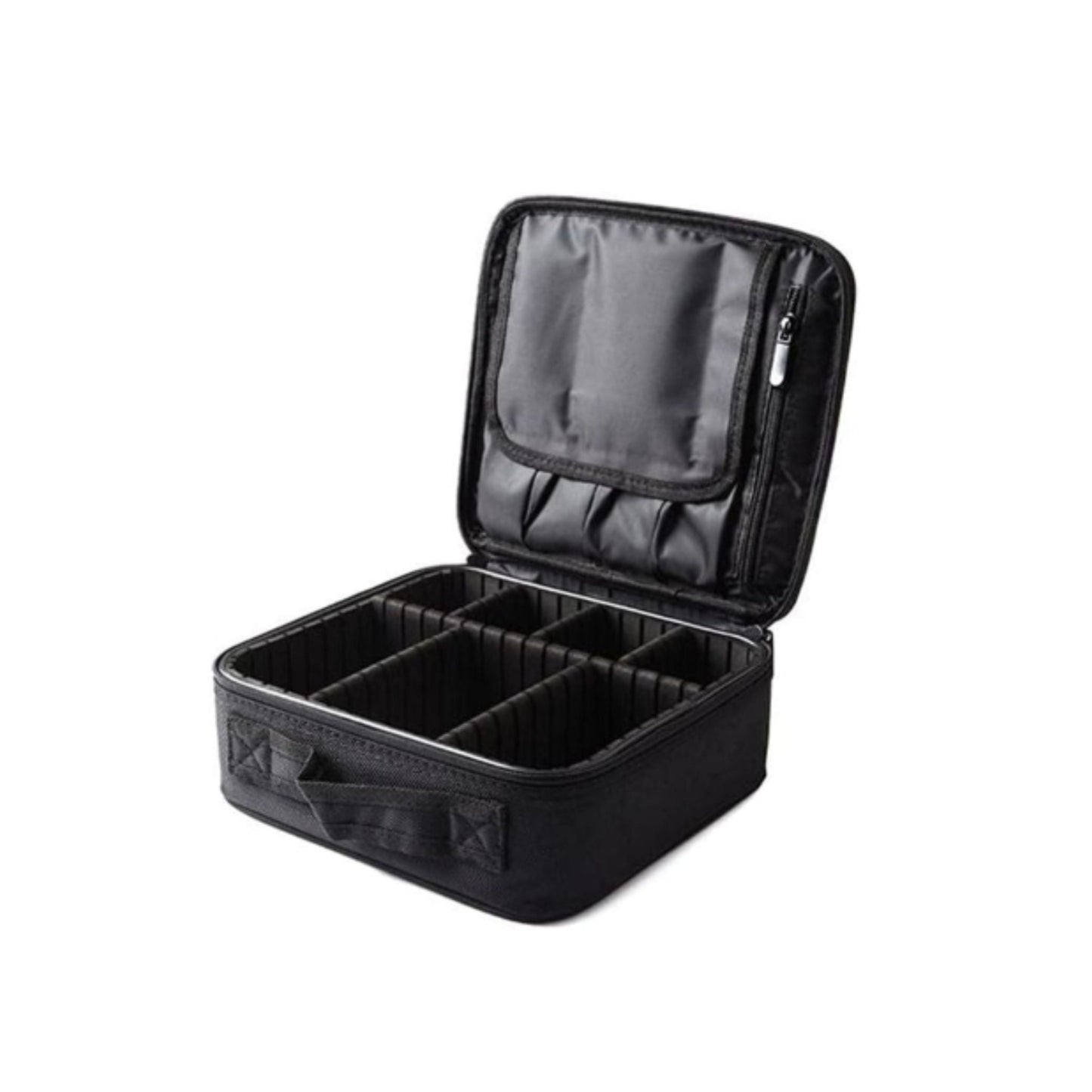 Large Makeup Bag – Spacious Cosmetic & Beauty Organiser Pouch for Makeup, Toiletries & Travel Essentials Black On White Background