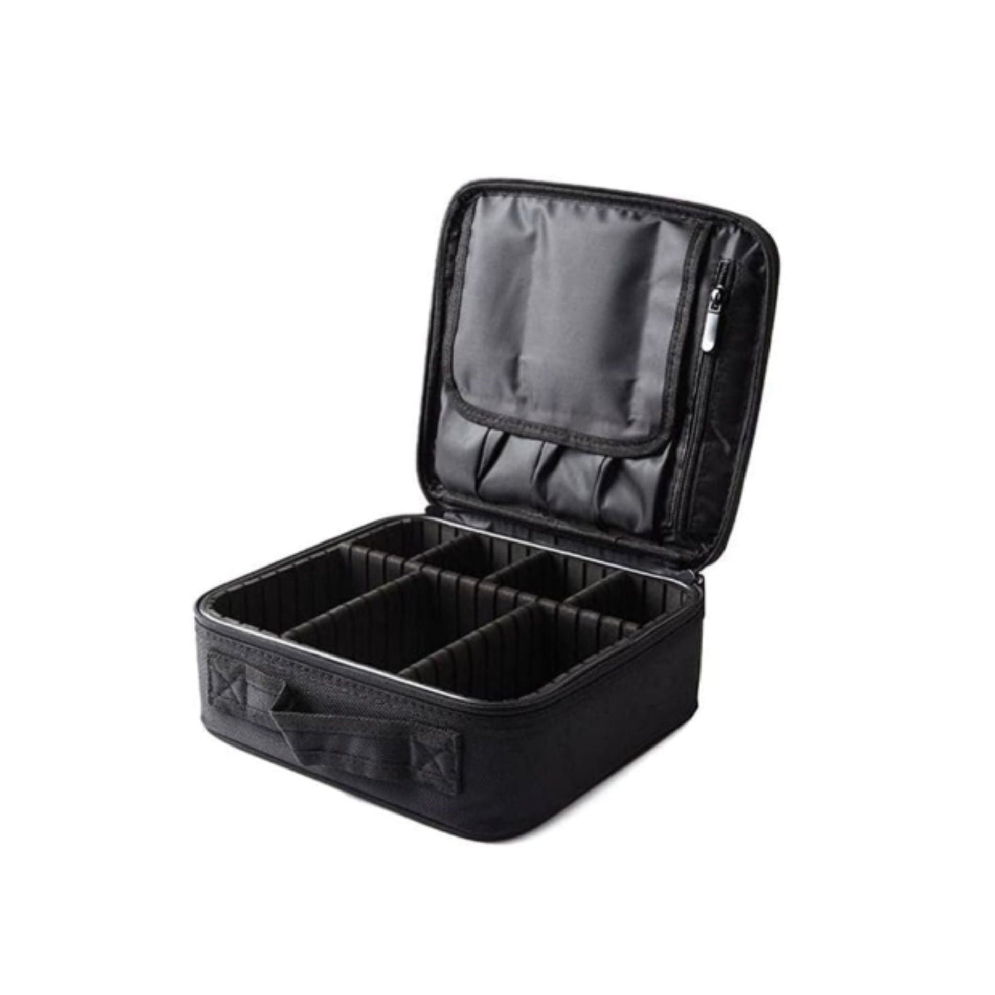 Large Makeup Bag – Spacious Cosmetic & Beauty Organiser Pouch for Makeup, Toiletries & Travel Essentials Black On White Background