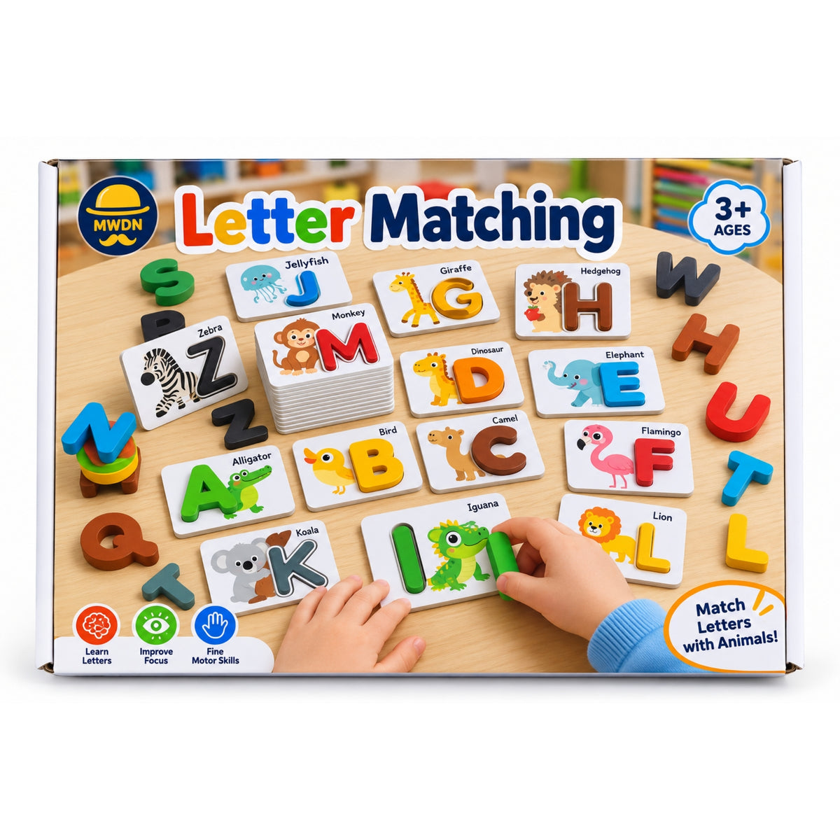 Letter Matching Game – Educational Spelling & Word Learning Activity – Kids Learning Toy On White Background