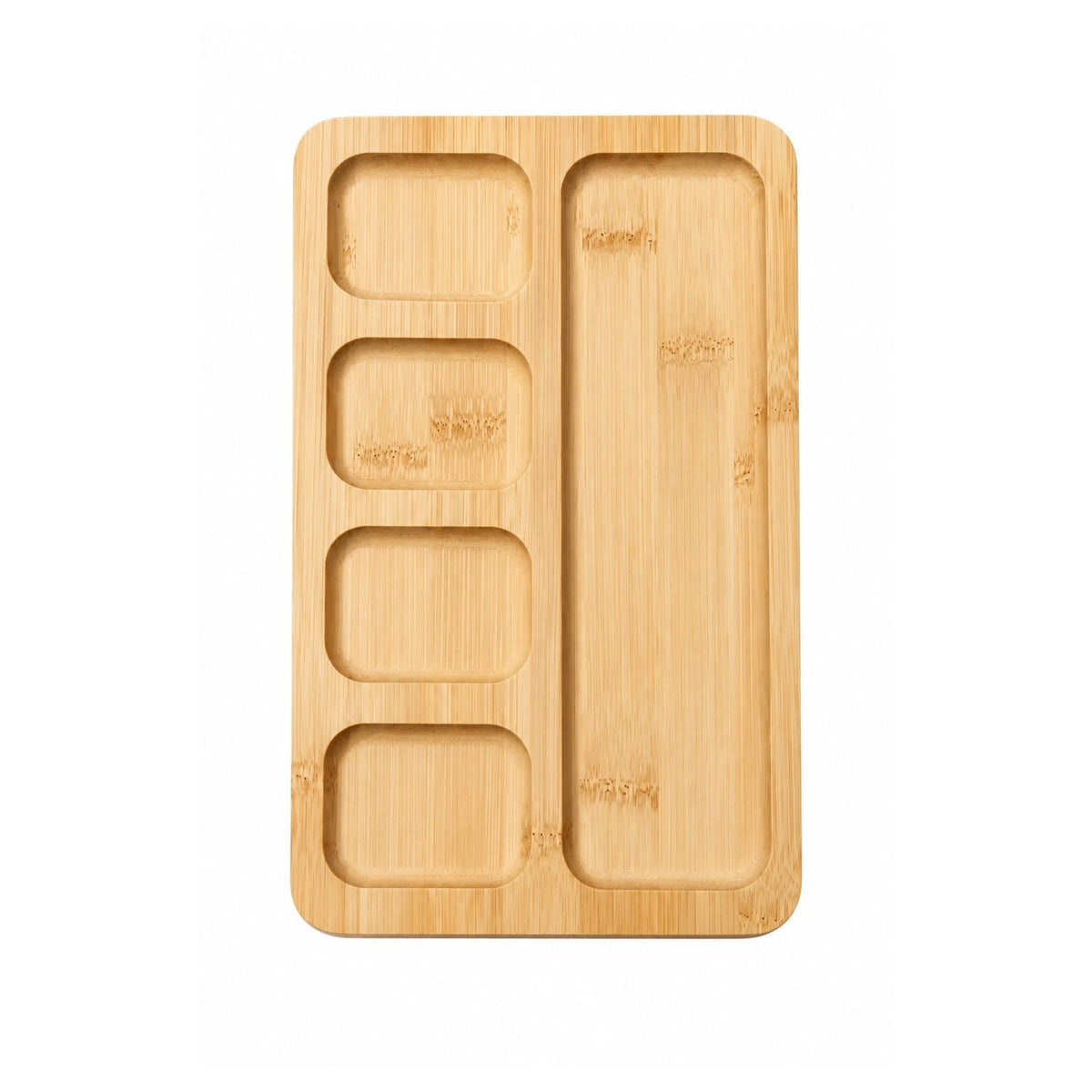 Medium 5 Compartment Clip Top Bamboo & Acrylic Snack Box With Black Handles