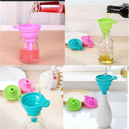 Medium Collapsible Silicone Funnel Set – Foldable Kitchen Funnels for Cooking, Baking, Pouring & Food Preparation 