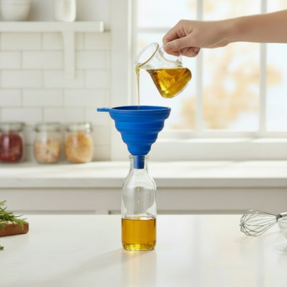 Medium Collapsible Silicone Funnel Set – Foldable Kitchen Funnels for Cooking, Baking, Pouring & Food Preparation