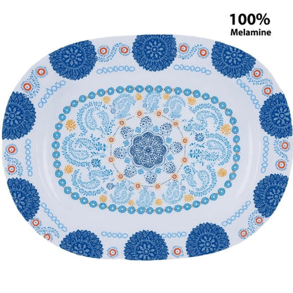 Melamine Oval Blue Printed Platter 30cm