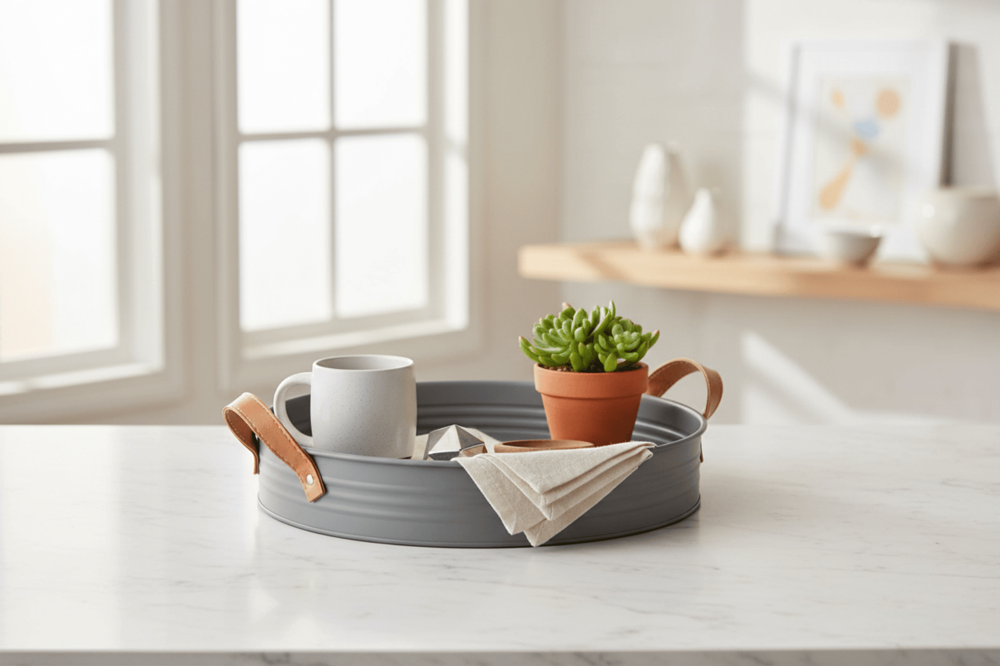 Metal Round Tray With Handle 30.5cm