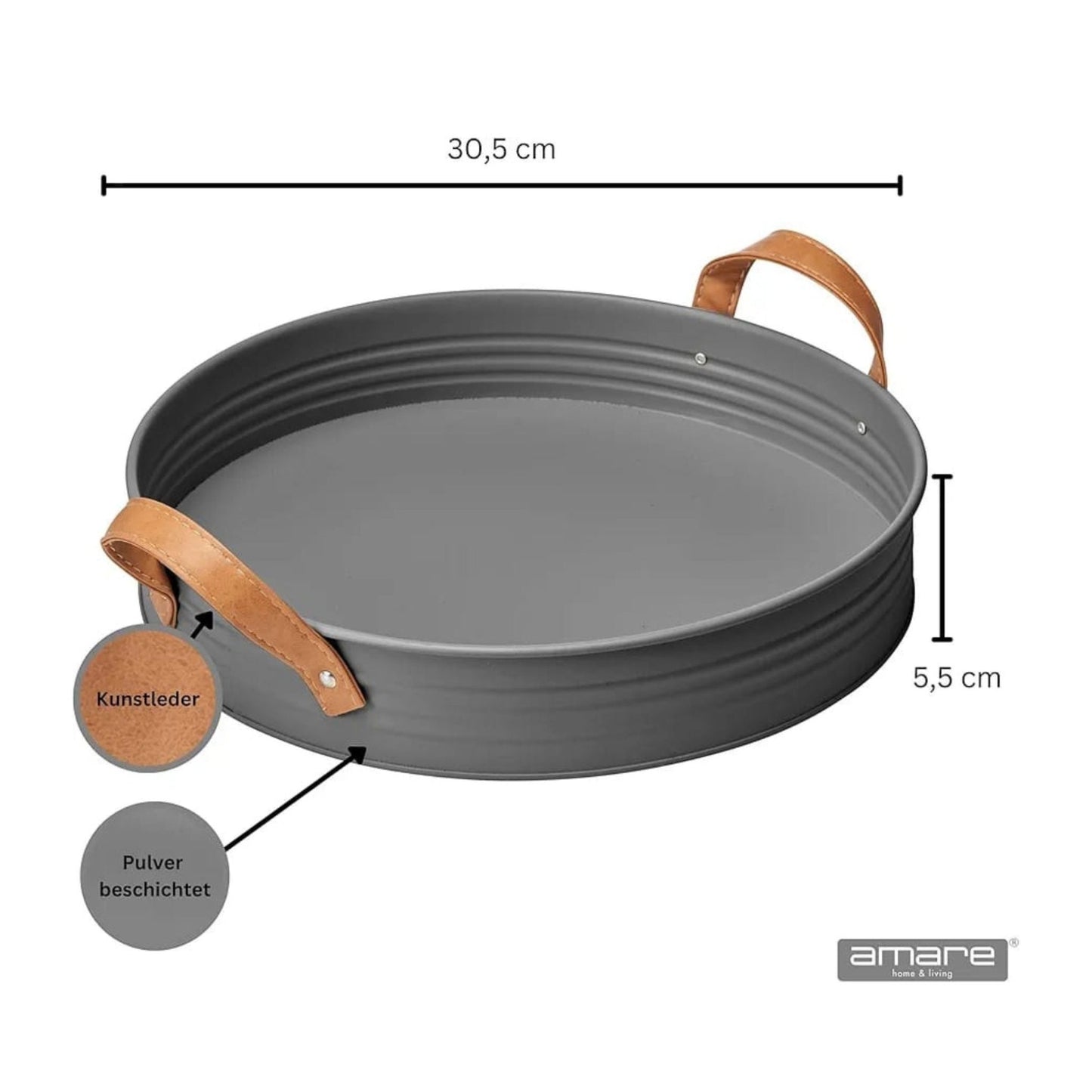 Metal Round Tray With Handle 30.5cm