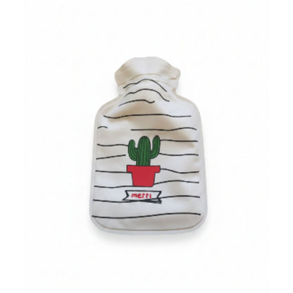 Mini Hot Water Bottle 17X11cm - Cactus On White Background