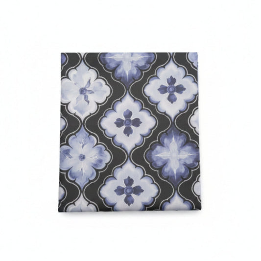 Mini Matt Table Cloth 2.5M Blue /Black Flowers