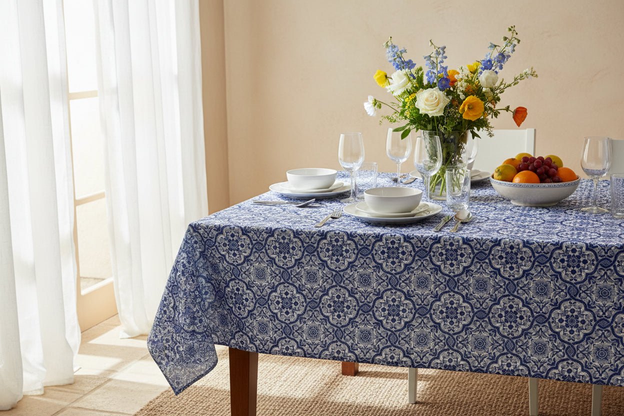 Mini Matt Table Cloth 2.5M Blue Moroccan