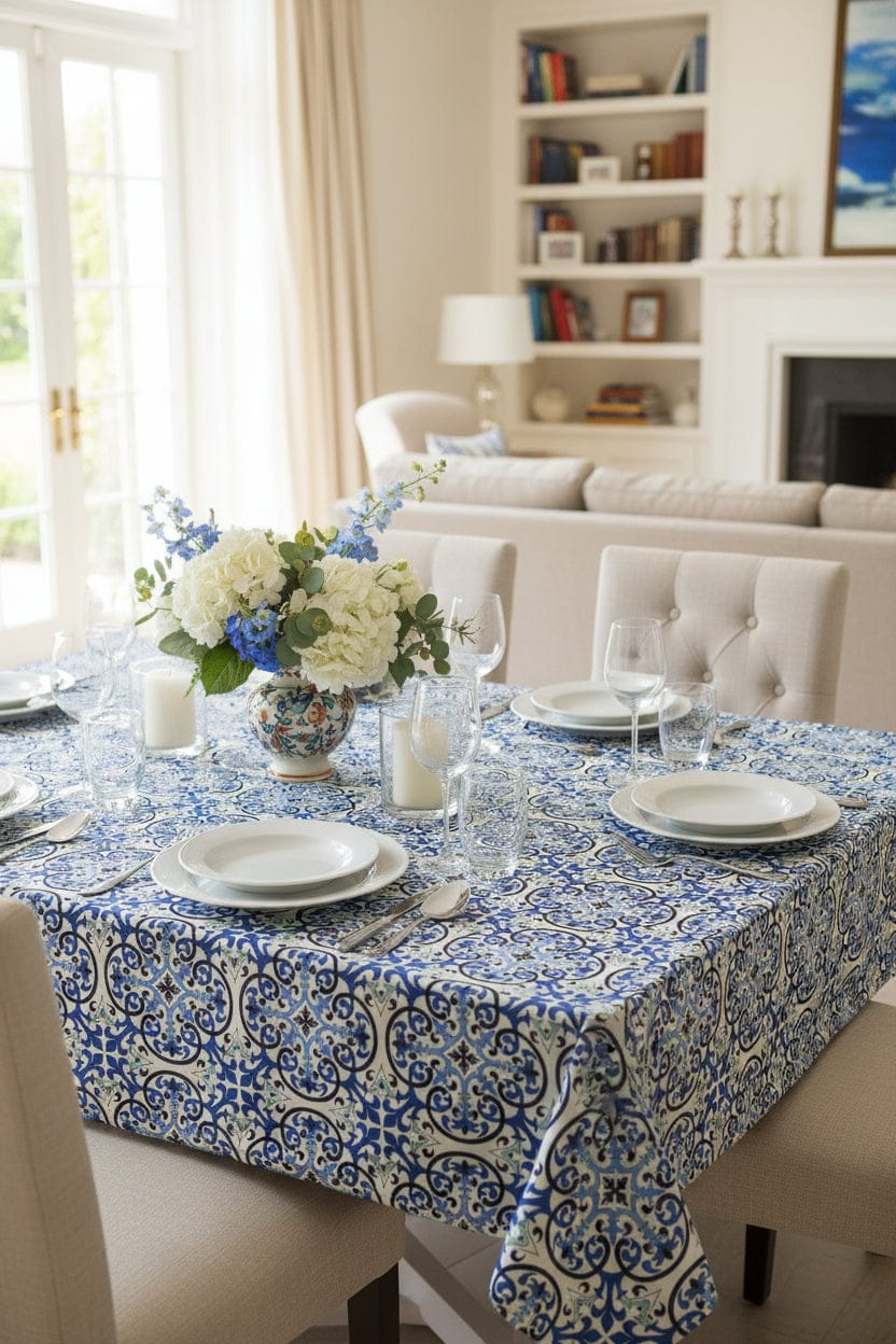 Mini Matt Table Cloth 2.5M Blue/Green Moroccan