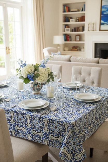 Mini Matt Table Cloth 2.5M Blue/Green Moroccan