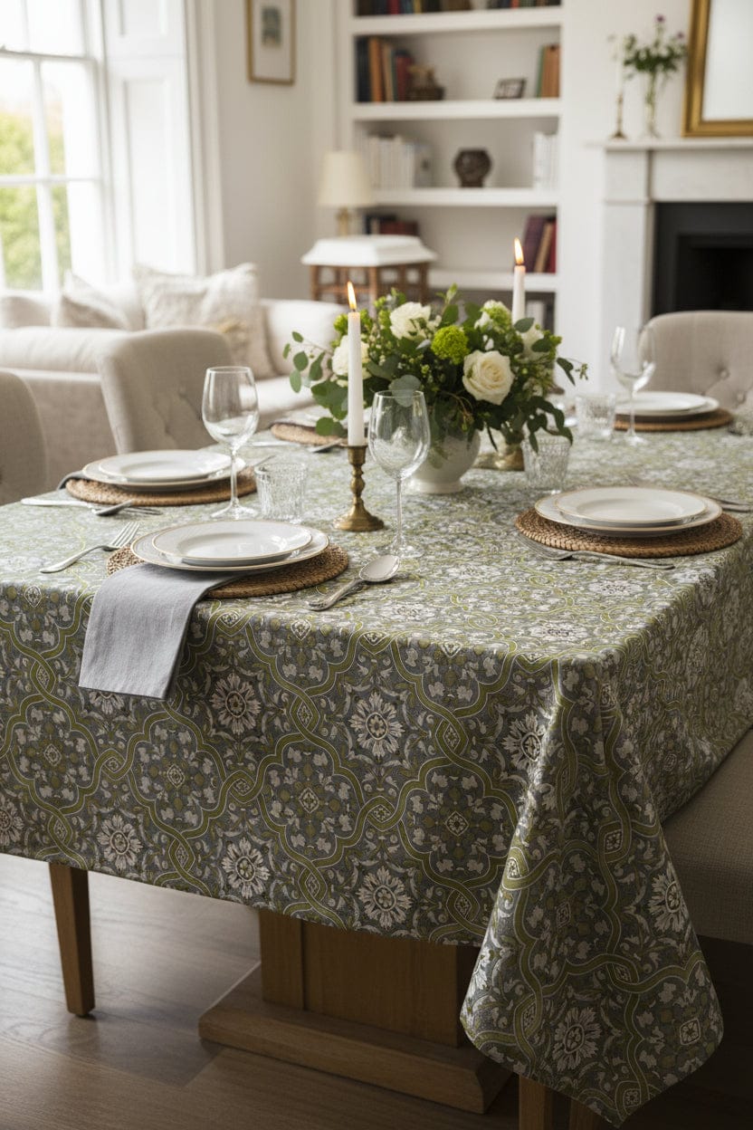 Mini Matt Table Cloth 2.5M Green Moroccan