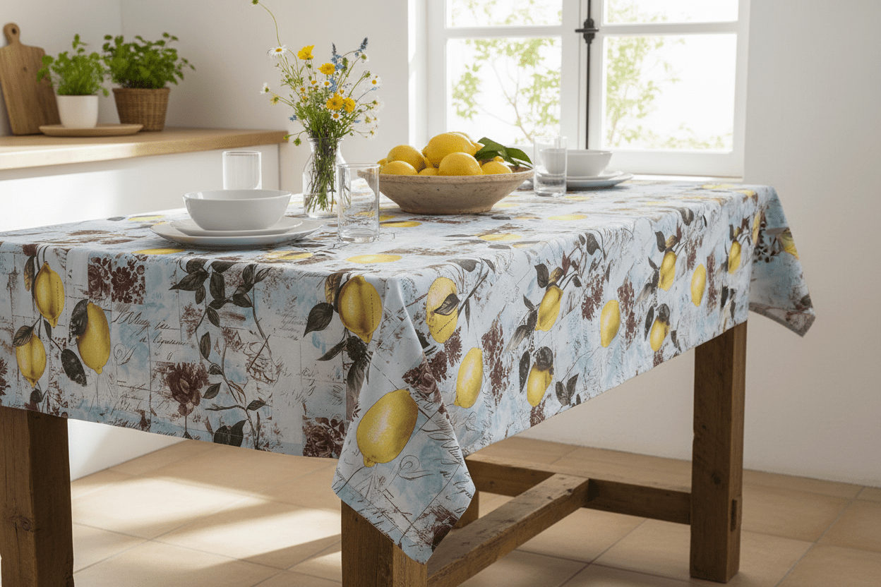 Mini Matt Table Cloth 2.5M Lemon Abstract