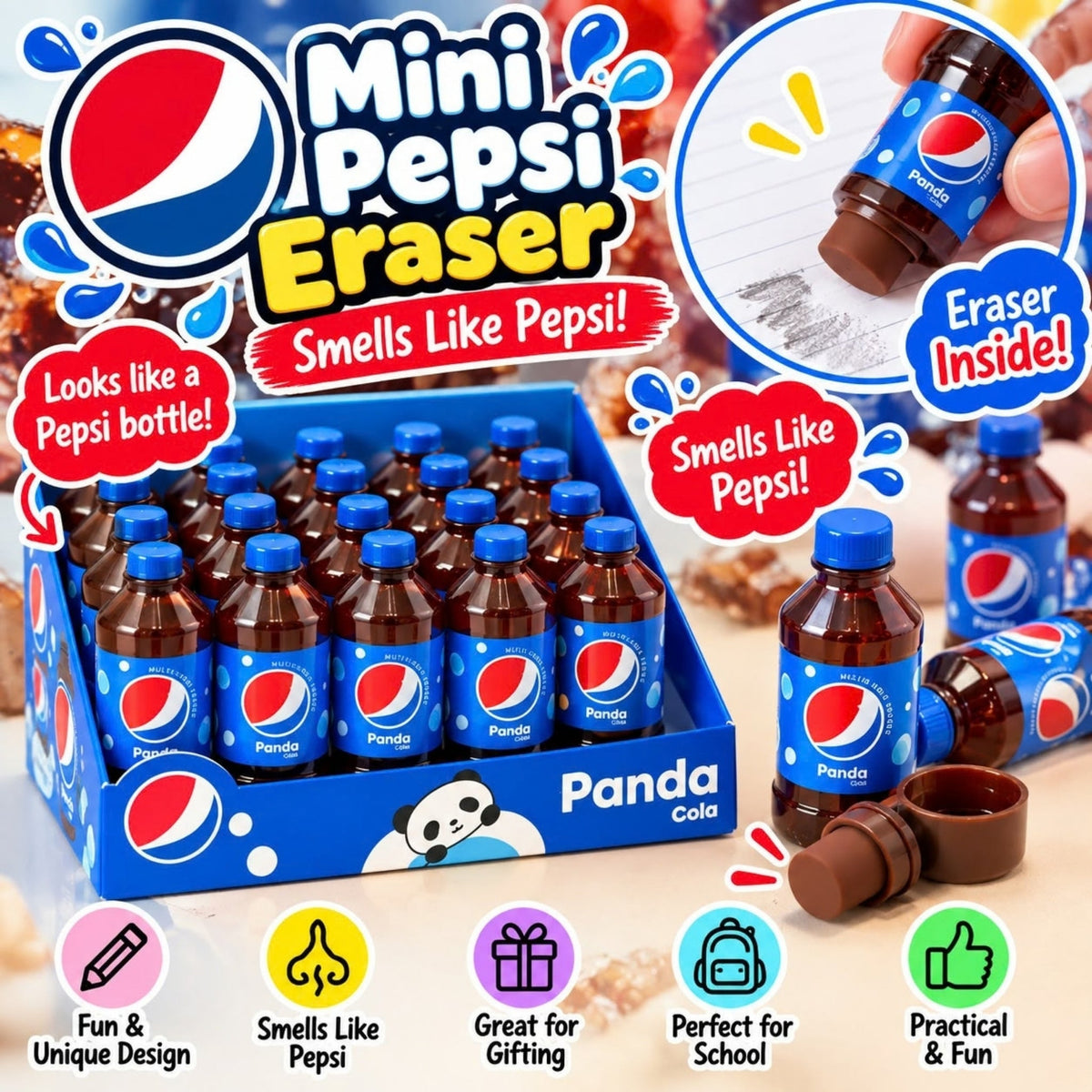 Mini Pepsi Eraser – Novelty Soda Can Stationery Eraser – Pepsi Design