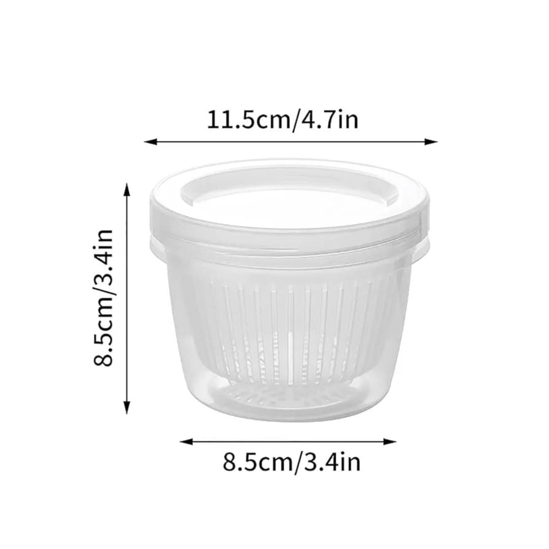 Mini Round Strainer Bowl With Lid 11x8cm On White Background