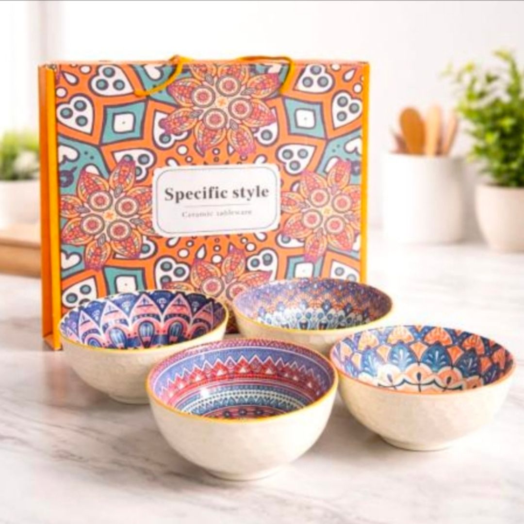 Morrocan 4pc Bowls In Box
