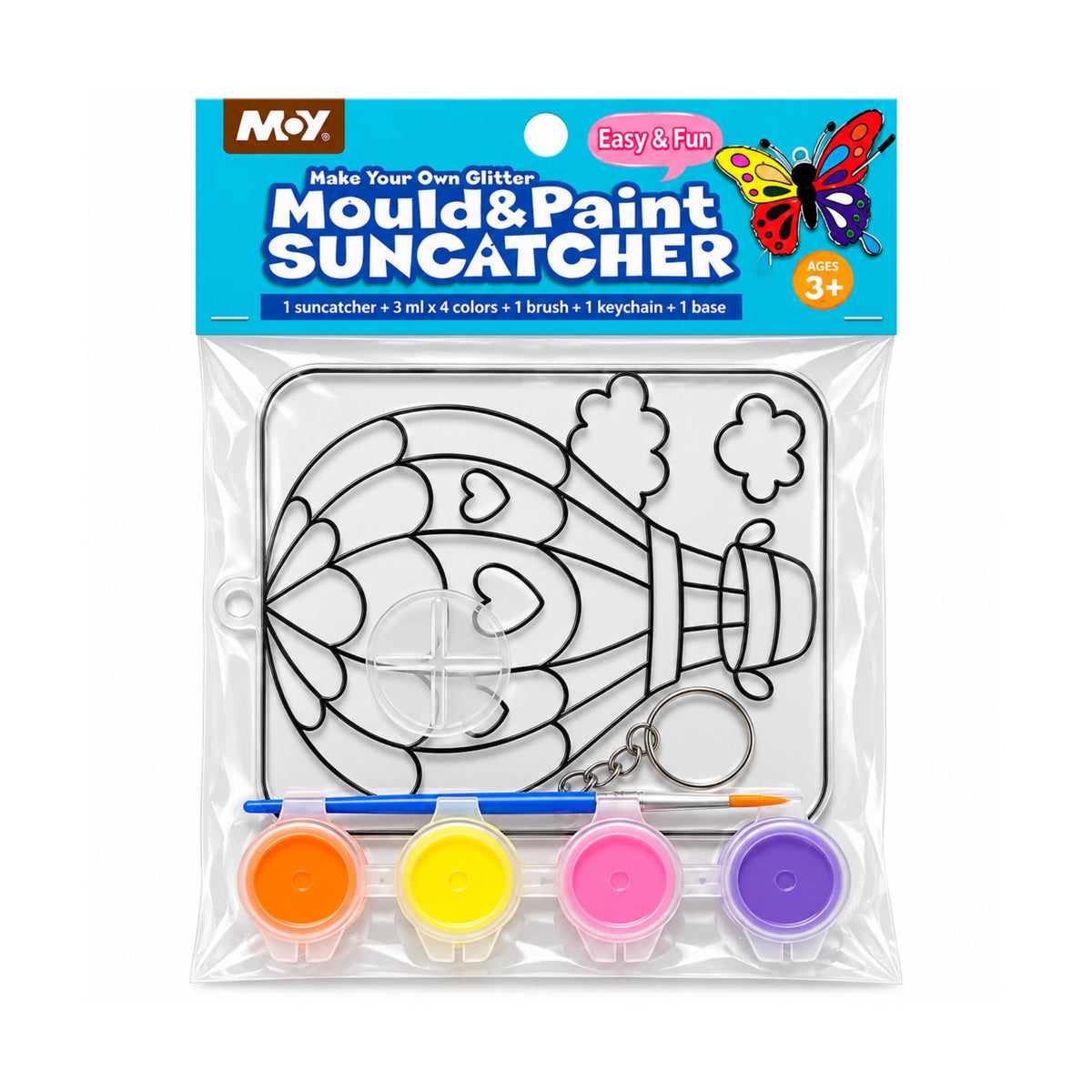 Mould & Paint Suncatcher Kit – DIY Craft Activity With Paintable Design – Hot Air Balloon