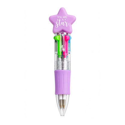 Multicolour Star Pen – Multi-Ink Writing Pen With Star Design – Includes Display Card
