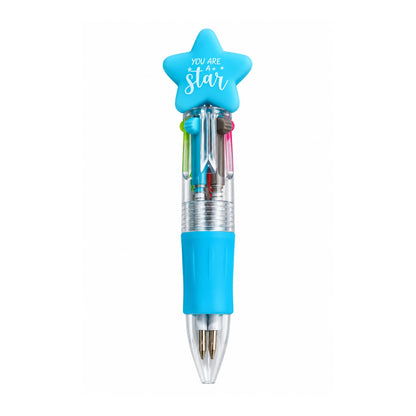 Multicolour Star Pen – Multi-Ink Writing Pen With Star Design – Includes Display Card