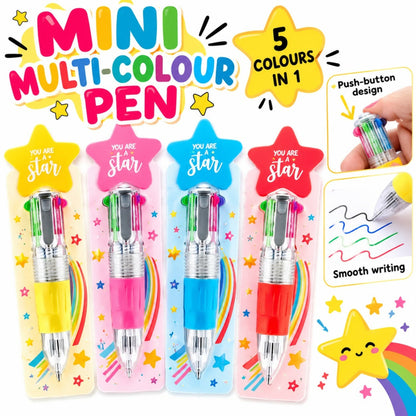 Multicolour Star Pen – Multi-Ink Writing Pen With Star Design – Includes Display Card