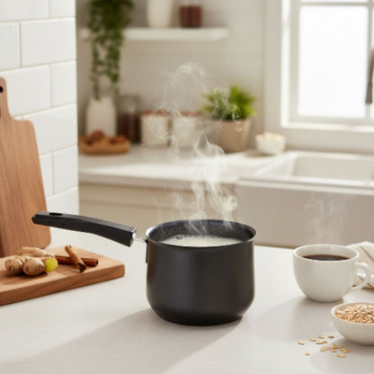 Non-Stick Speckled Black Milk Pot with Handle – Multi-Purpose Milk Pan & Saucepan