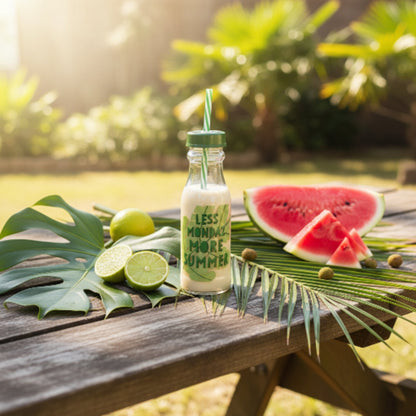 Plastic Bottle With Lid And Straw Green