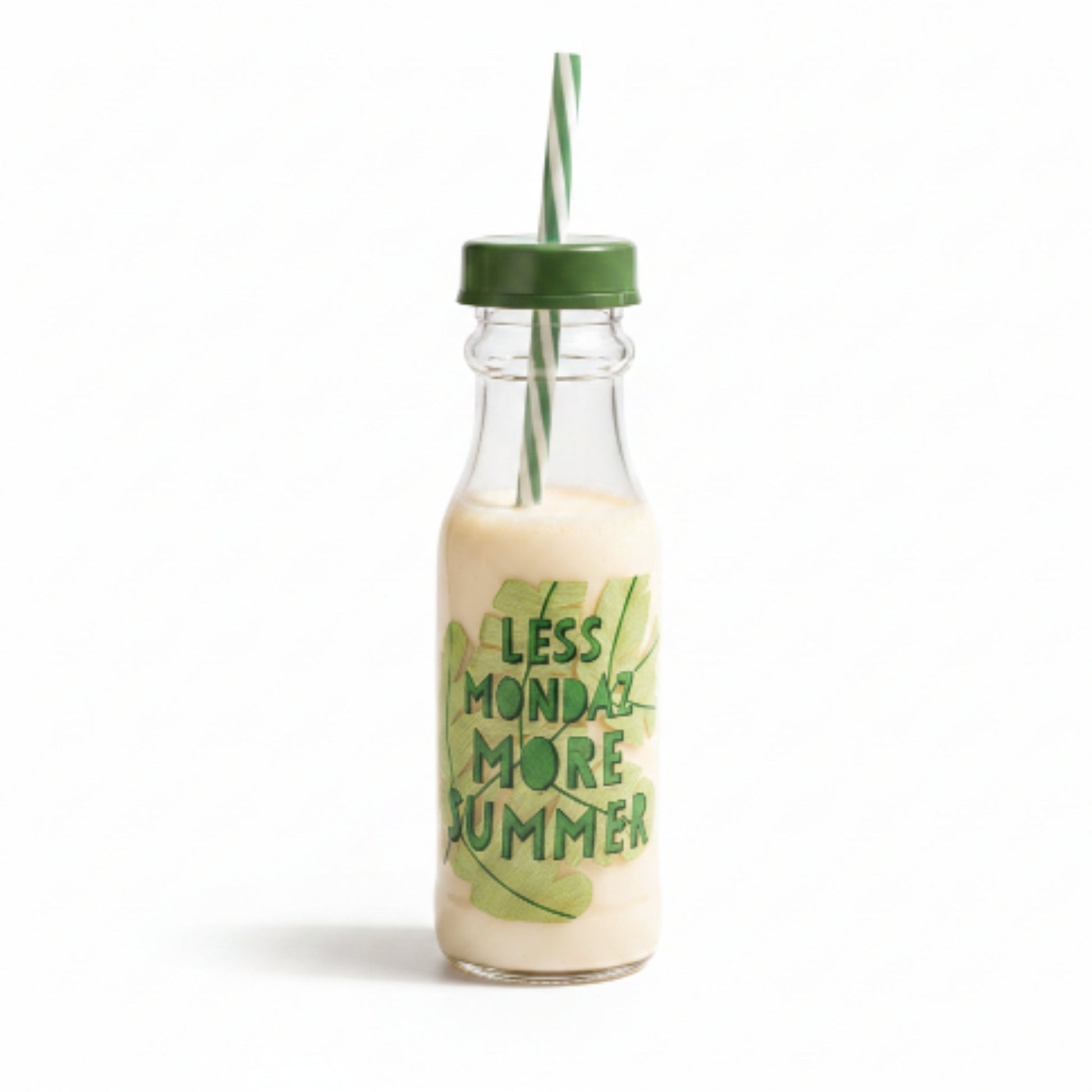 Plastic Bottle With Lid And Straw Green