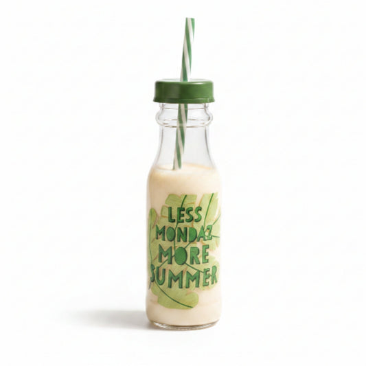 Plastic Bottle With Lid And Straw Green