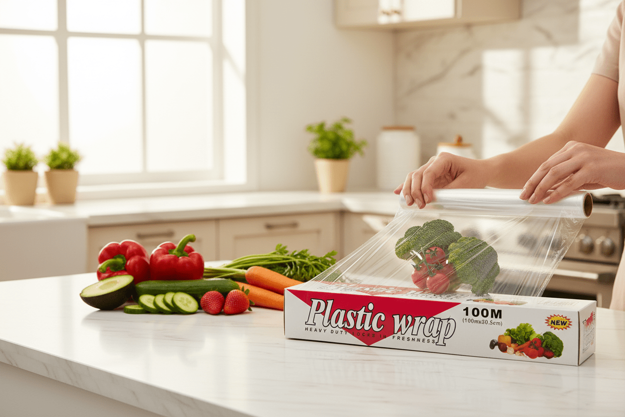Plastic Cling Wrap Roll – Food Storage & Freshness Sealing Kitchen Wrap