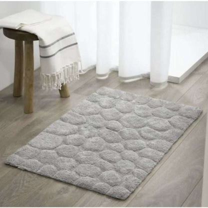 Plush Pebbled Non Slip Bath Mat - White