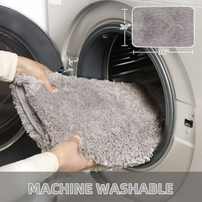 Plush Pebbled Non Slip Bath Mat - White