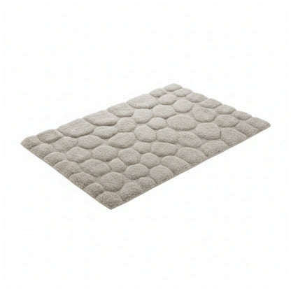 Plush Pebbled Non Slip Bath Mat-White