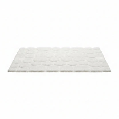 Plush Pebbled Non Slip Bath Mat-White