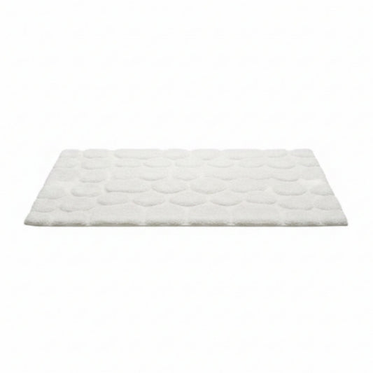 Plush Pebbled Non Slip Bath Mat-White