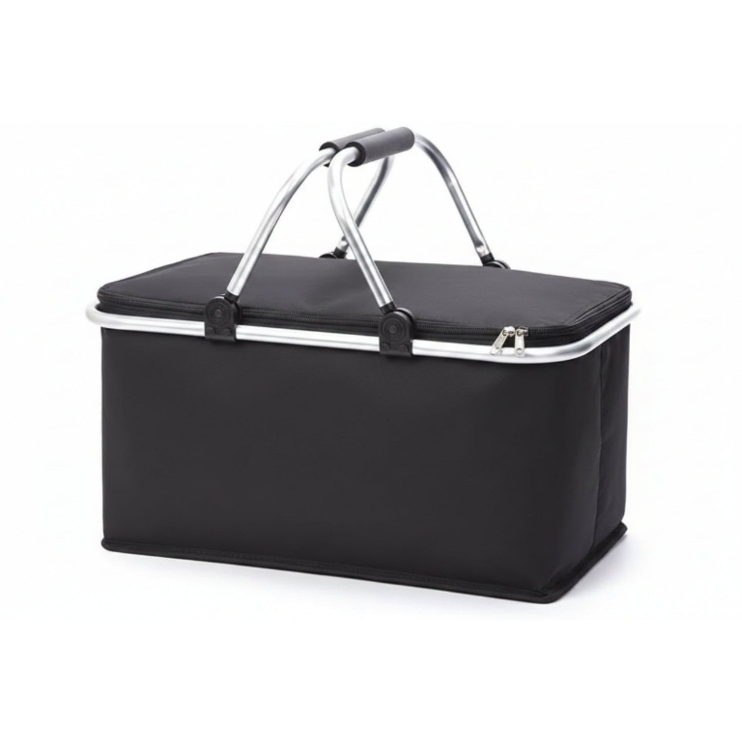 Portable Insulated Picnic Basket Black - Aluminum Frame Cooler Basket For Outdoor Dining