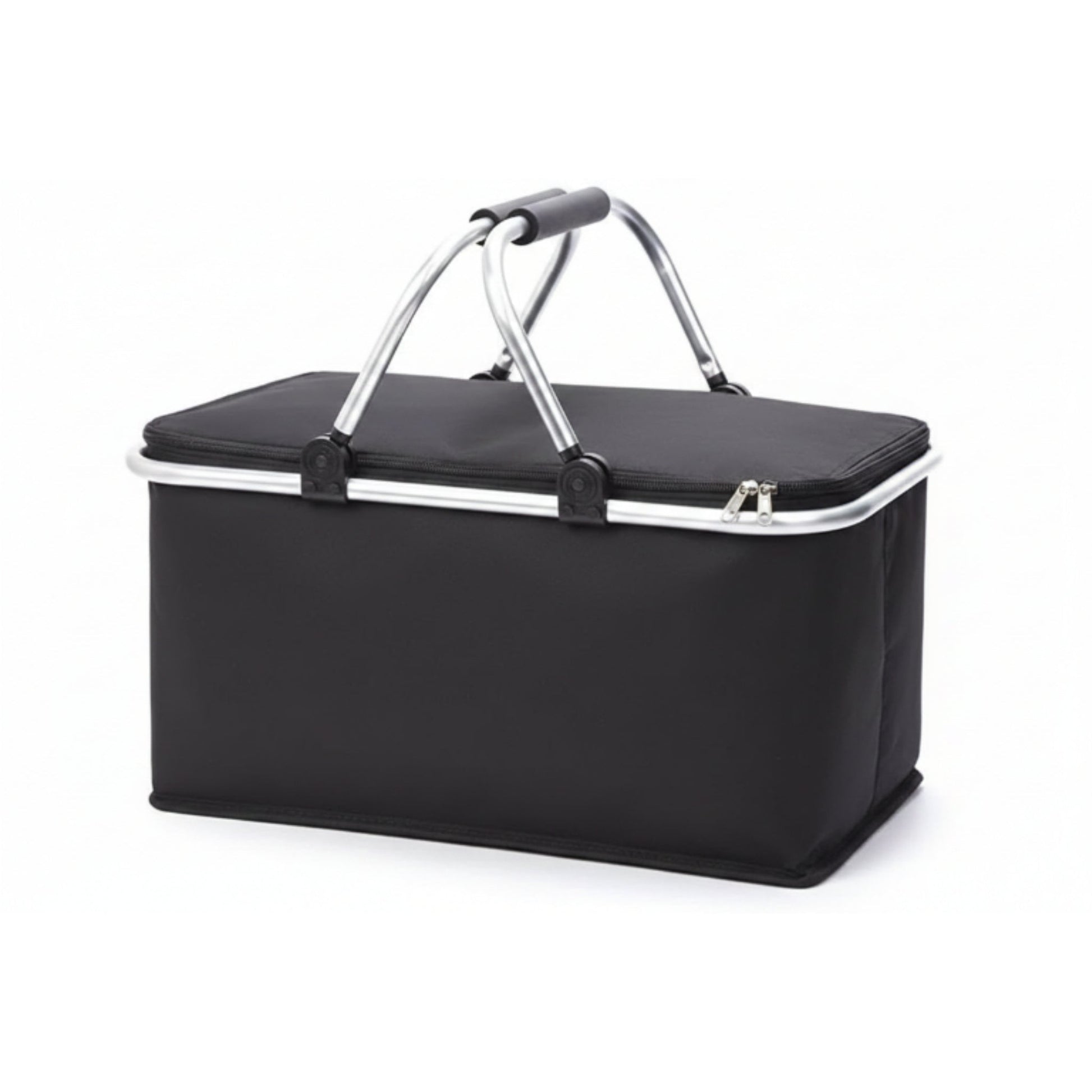 Portable Insulated Picnic Basket Black - Aluminum Frame Cooler Basket For Outdoor Dining
