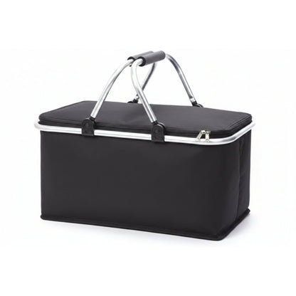 Portable Insulated Picnic Basket Black - Aluminum Frame Cooler Basket For Outdoor Dining