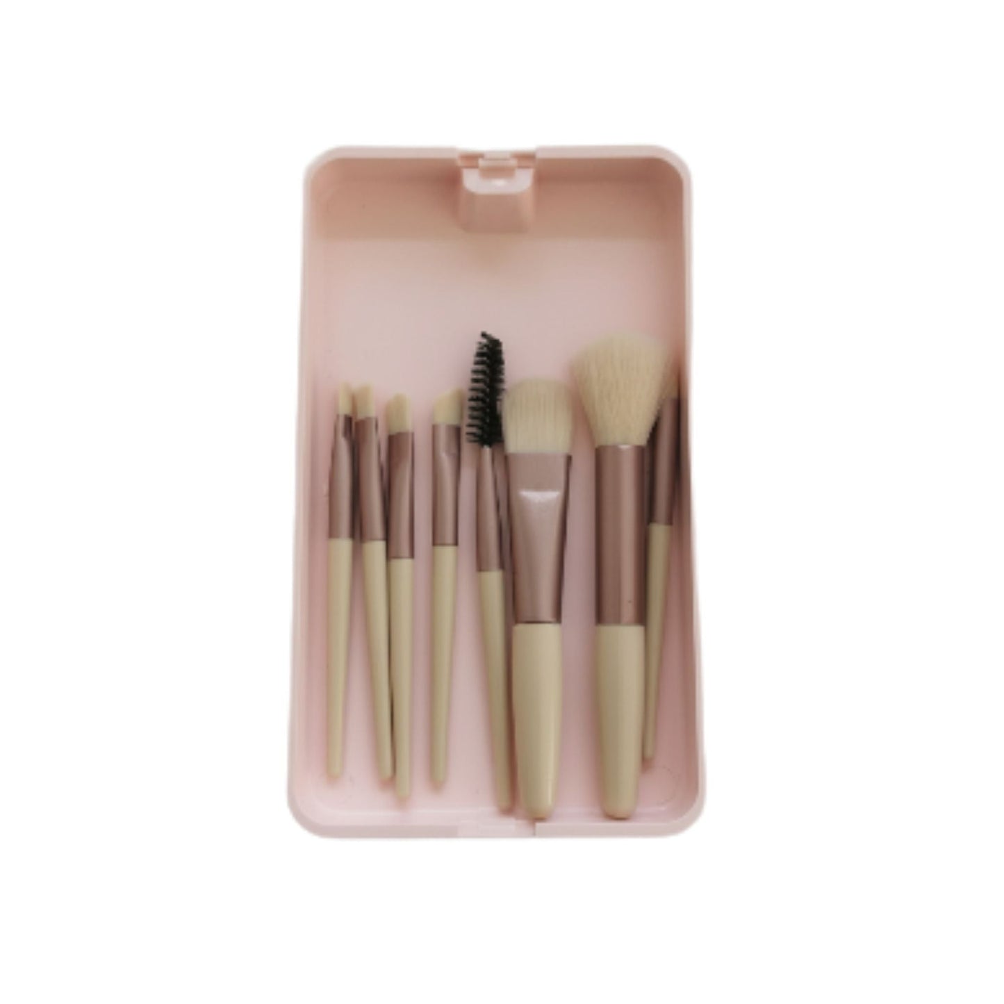 Portable Make Up Brush Set With Led Lights-Pink On White Background