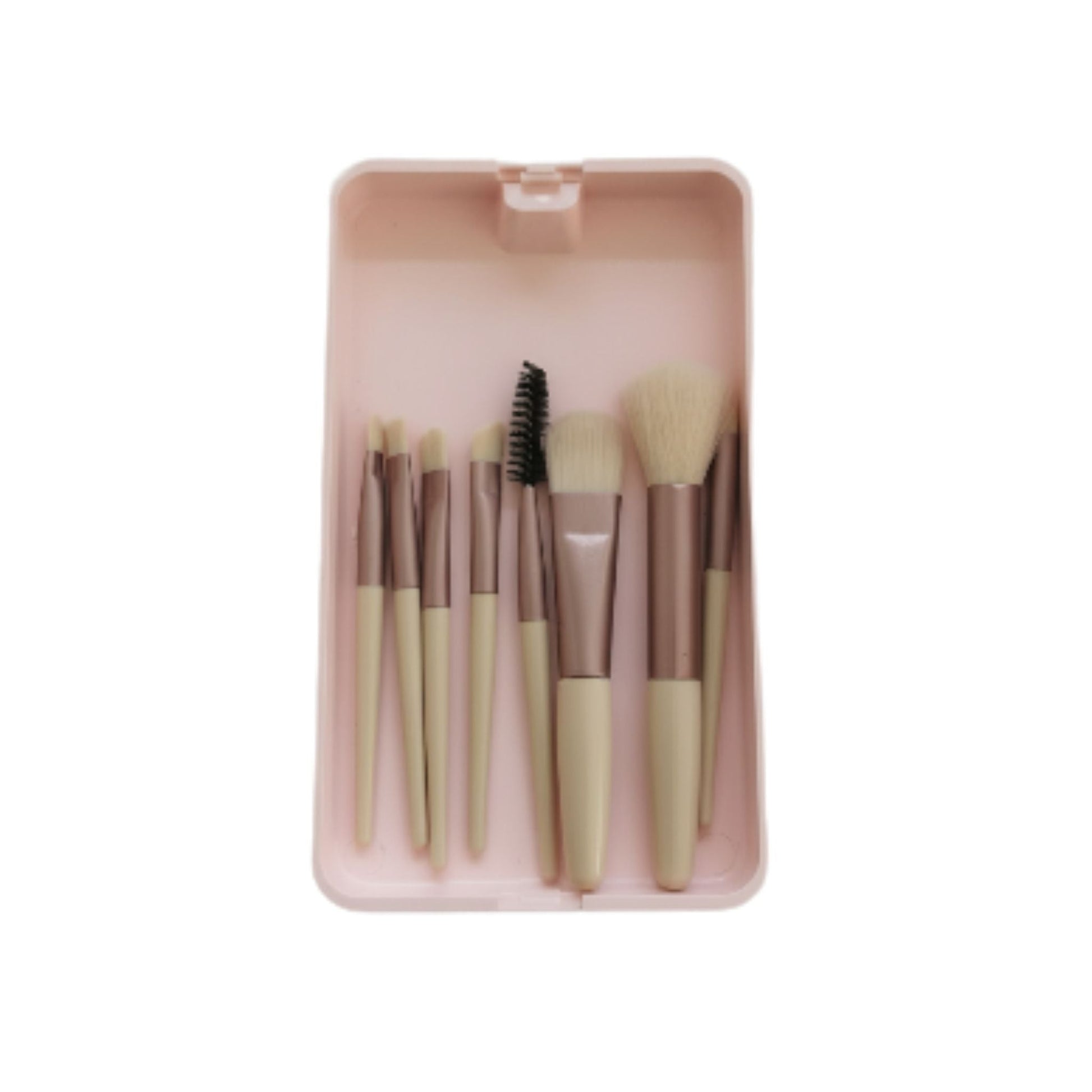 Portable Make Up Brush Set With Led Lights-Pink On White Background