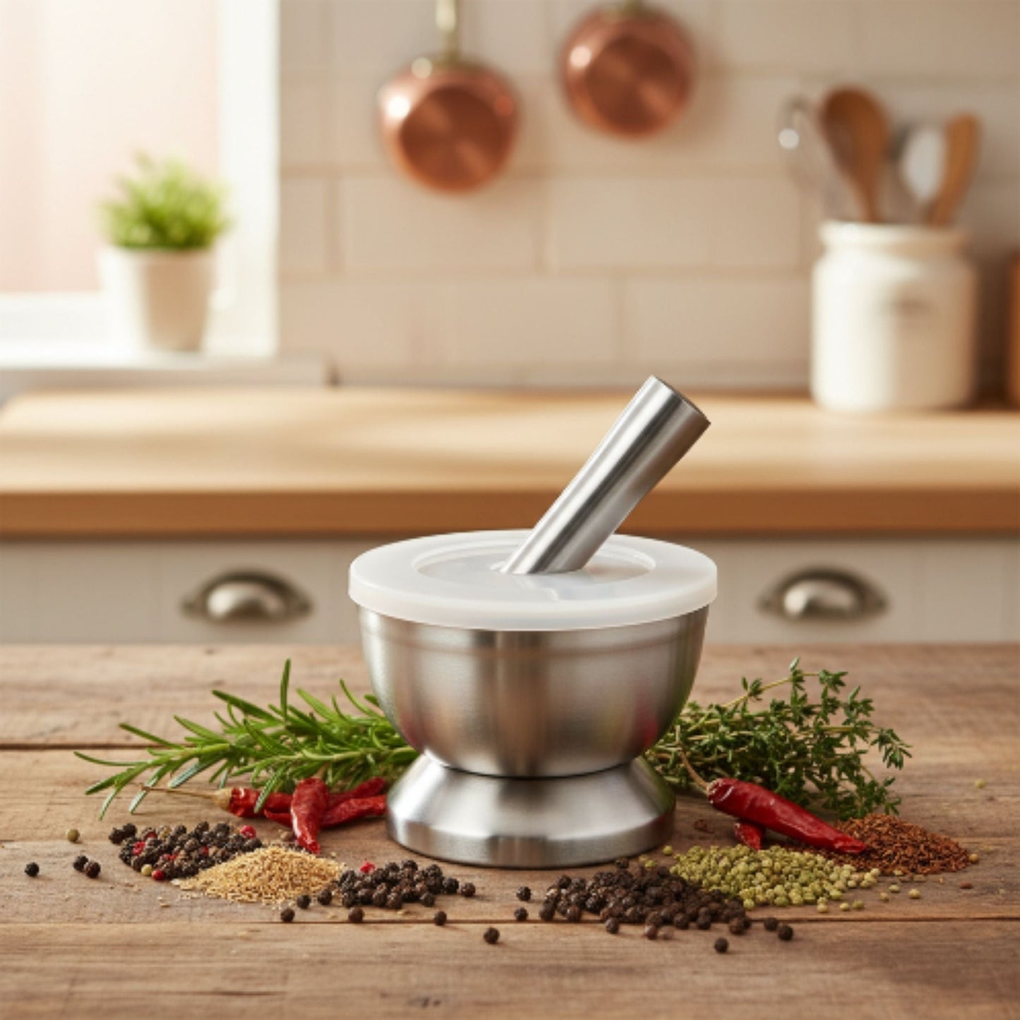 Premium 18/8 Stainless Steel Mortar & Pestle Spice Grinder Set