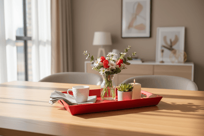 Qlux Plastic Leather Patterned Trays - Large