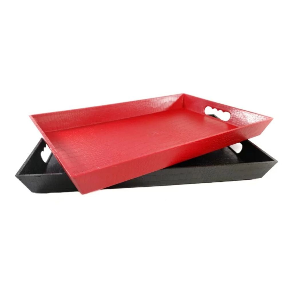 Qlux Plastic Leather Patterned Trays - Large