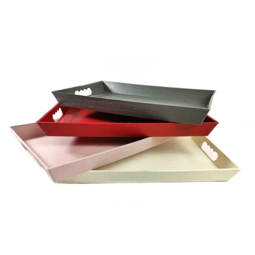 Qlux Plastic Leather Patterned Trays - Small