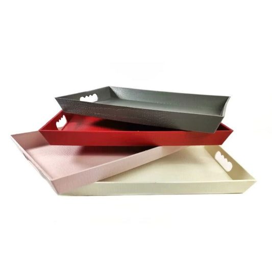 Qlux Plastic Leather Patterned Trays - Small
