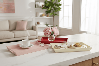 Qlux Plastic Leather Patterned Trays - Small
